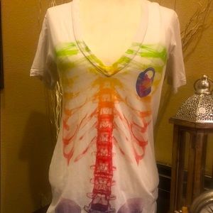 Truly Madly Deeply rainbow rib cage shirt size small